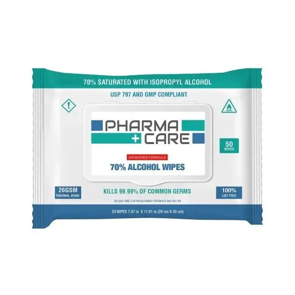 Pharmacare Alcohol Wipes — Pack of 50 - Soaps &