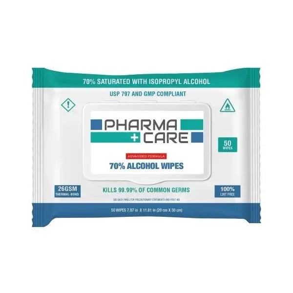 Pharmacare Alcohol Wipes — Pack of 50 - Soaps &