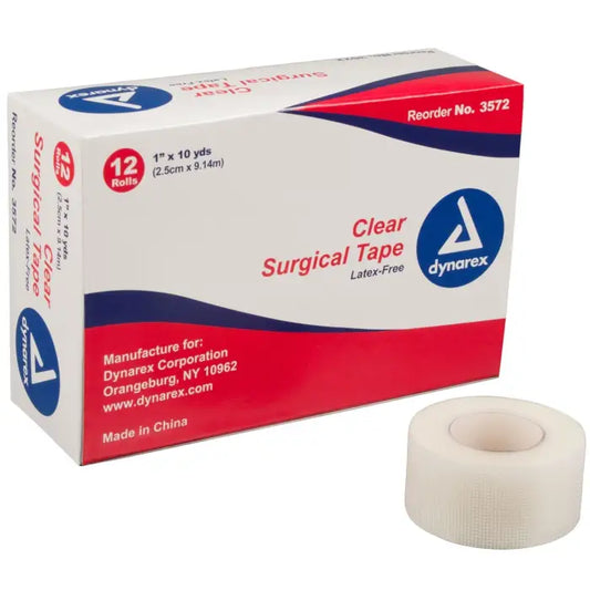 CLEAR SURGICAL Tape 1 x 10yds - 12 rolls per box -
