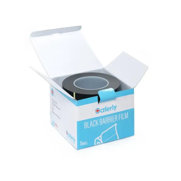 Saferly Black Medical Barrier Film in Dispenser Box — 4” x