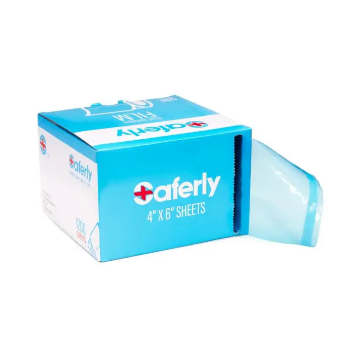 Saferly Blue Medical Barrier Film in Dispenser Box — 4” x 6”
