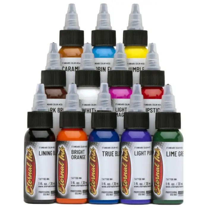 Sample Color Set of 12 - 1oz Bottles - Eternal Tattoo Ink -