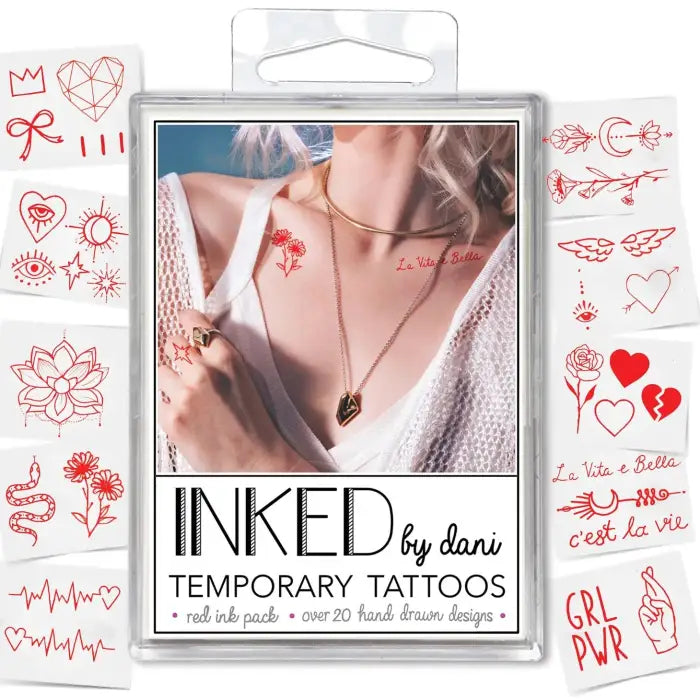 The Red Ink Pack Temporary Tattoos INKED by Dani