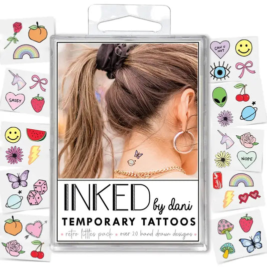 The Retro Littles Pack Temporary Tattoos INKED by Dani